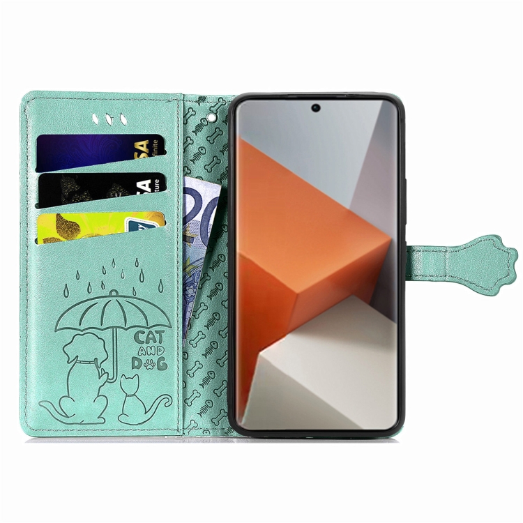 ART ANIMALS Peněženkový Obal Pro Xiaomi Redmi Note 13 Pro+ 5G Zelený