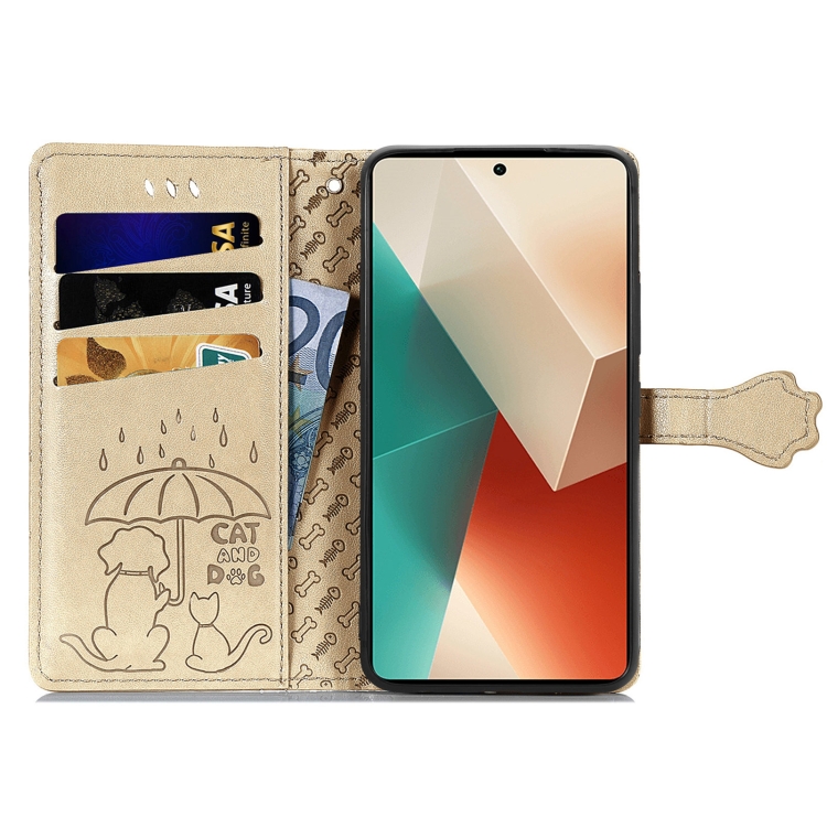 ART ANIMALS Peněženkový Obal Pro Xiaomi Redmi Note 13 Pro 5G / Xiaomi Poco X6 5G Zlatý