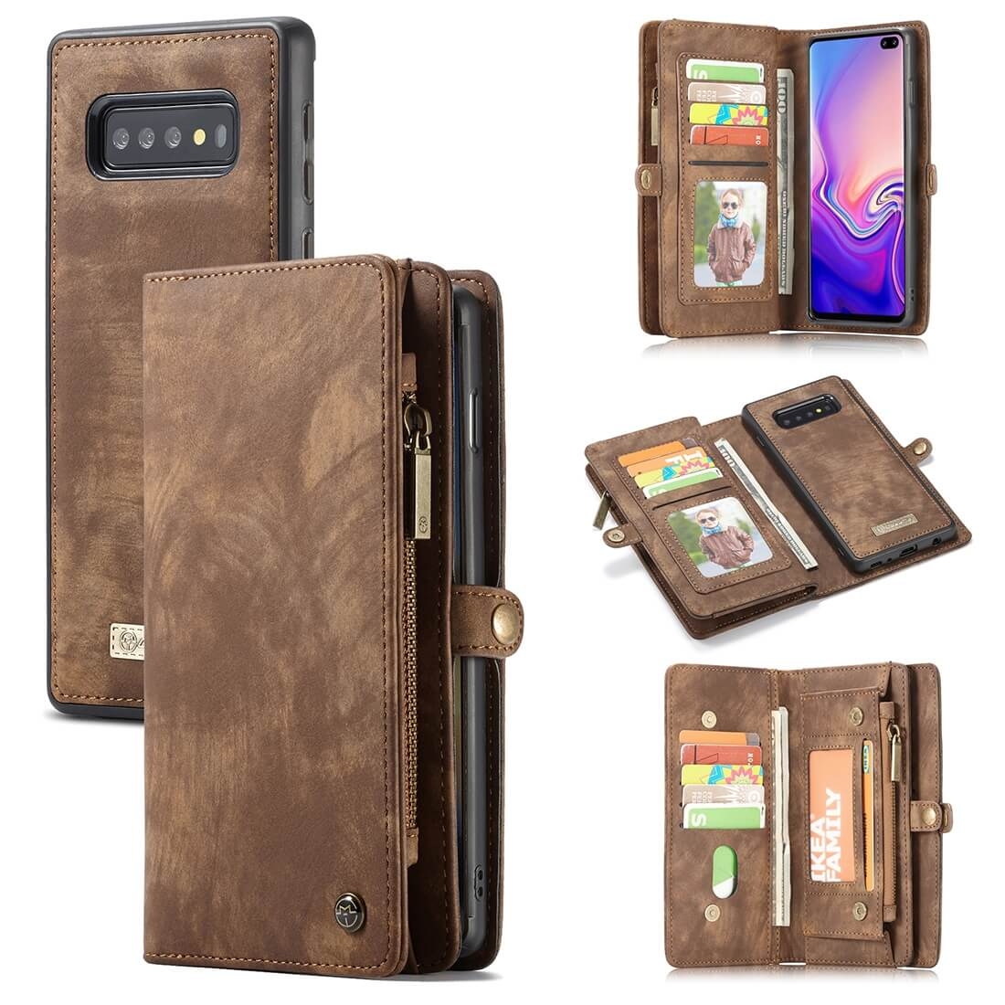 WALLET Obal S Peněženkou 2v1 Pro Samsung Galaxy S10 Hnědý