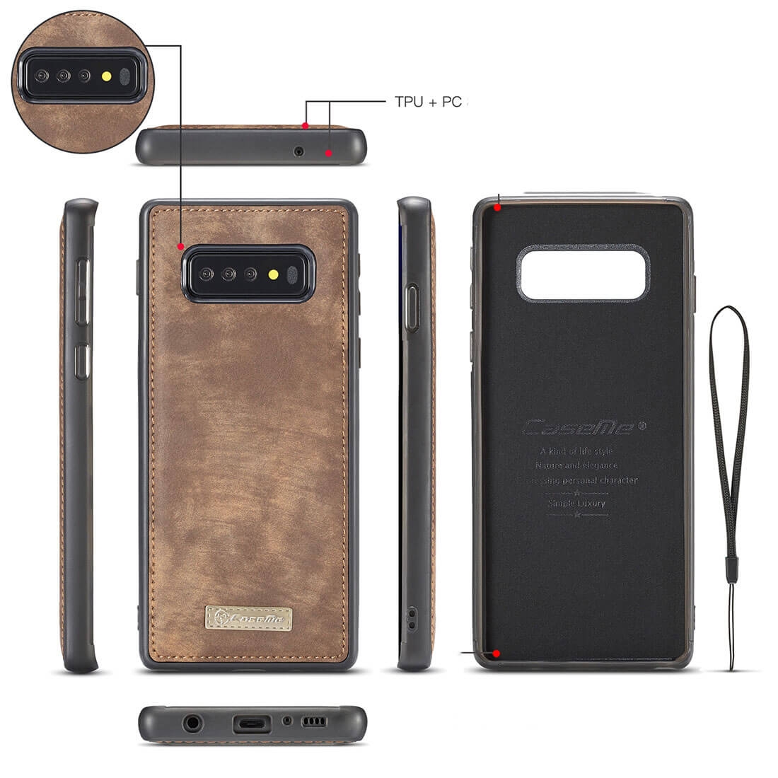 WALLET Obal S Peněženkou 2v1 Pro Samsung Galaxy S10 Hnědý