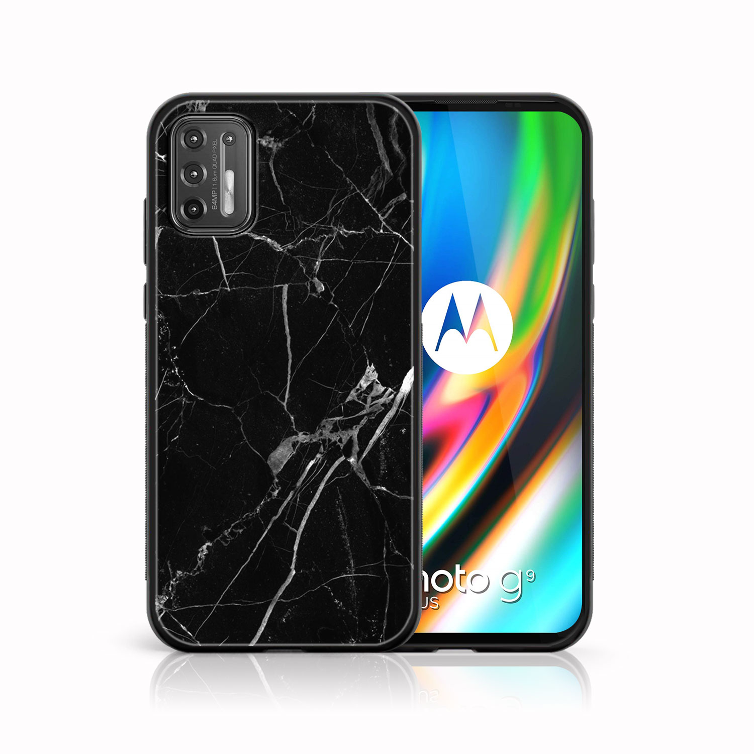 PROTEMIO 38887 MY ART Silikonový kryt Motorola Moto G9 Plus BLACK MARBLE (142)